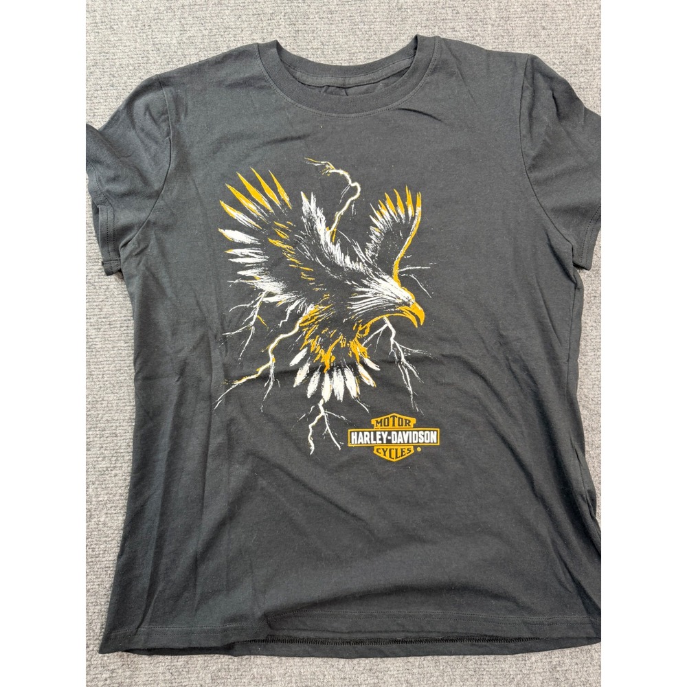 Vintage Harley Davidson Womens M Black Eagle Graphic Tigard Oregon Y2K Tee